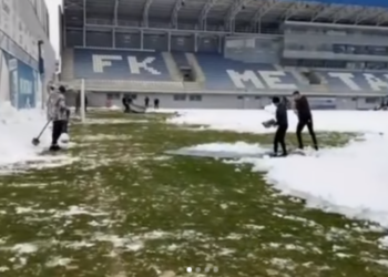 Radna akcija Metalca – 30cm snega pred gostovanje Partizana (VIDEO)