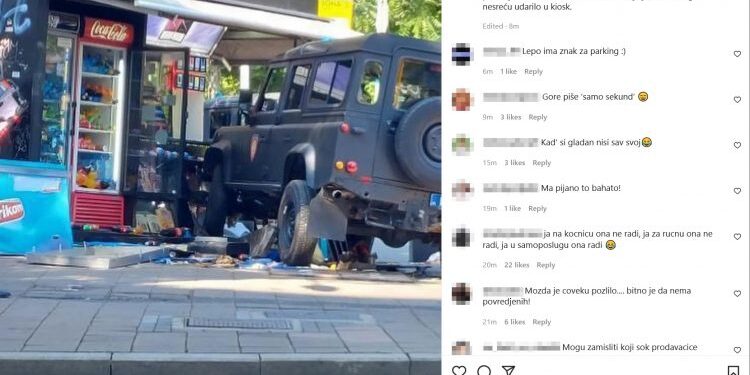 Beograd: Džip žandarmerije udario u kiosk, troje povređenih