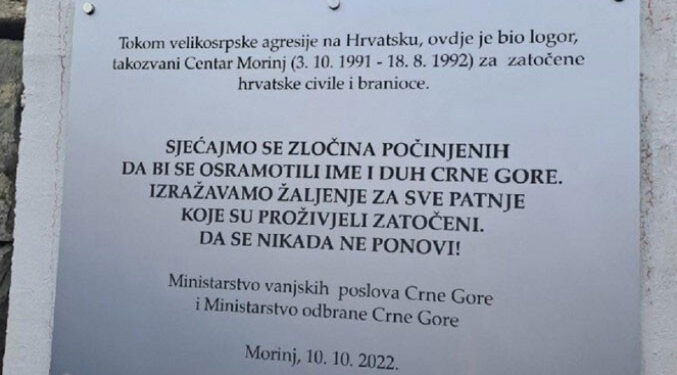 Uklanjanje spomen – ploče u Morinju u ponedeljak