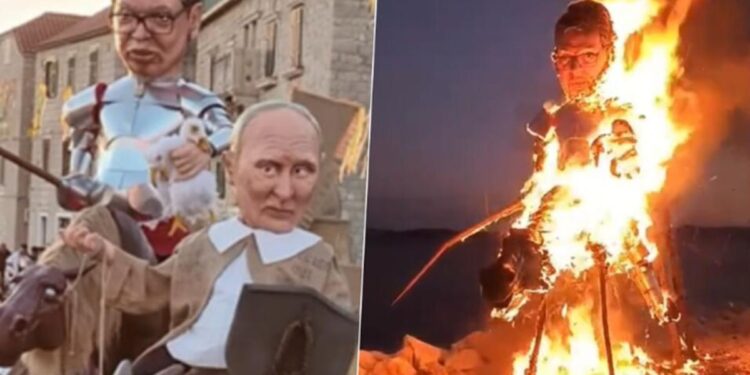 Skandal u Hrvatskoj: Na karnevalu spalili lutke sa likom Vučića i Putina (VIDEO)