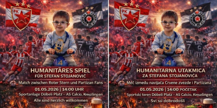 Humanitarna utakmica za malog Stefana u Švajcarskoj spojila navijače Zvezde i Partizana