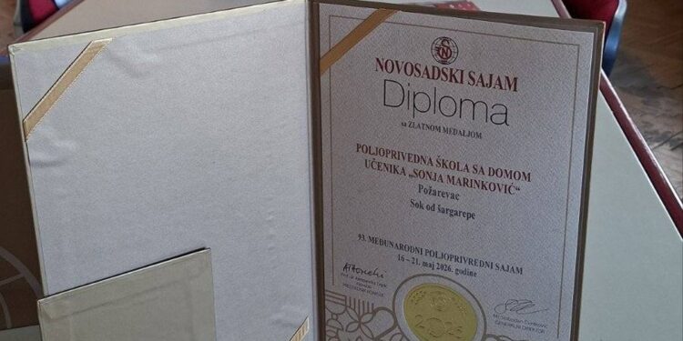 Zlatna medalja za školu iz Požarevca: Učenici zablistali na velikom sajmu agrara